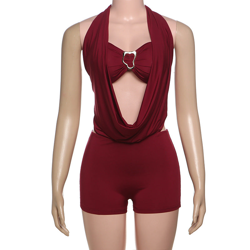 MB1503 Bodycon 2-Piece Set: Tube Top and Halter Romper