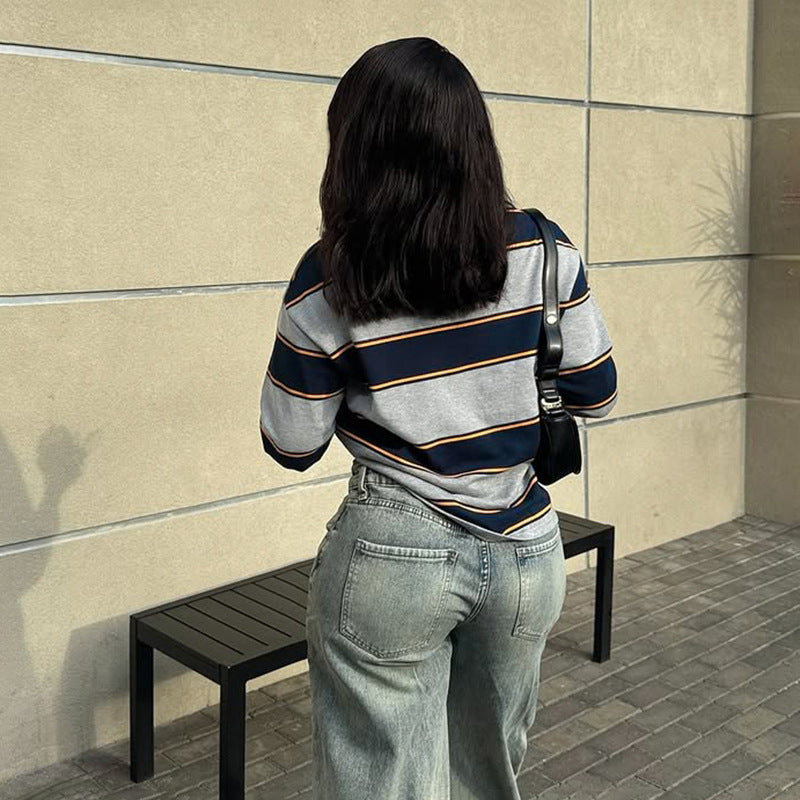 MB10100 Women's Oversized Striped Polo Shirt