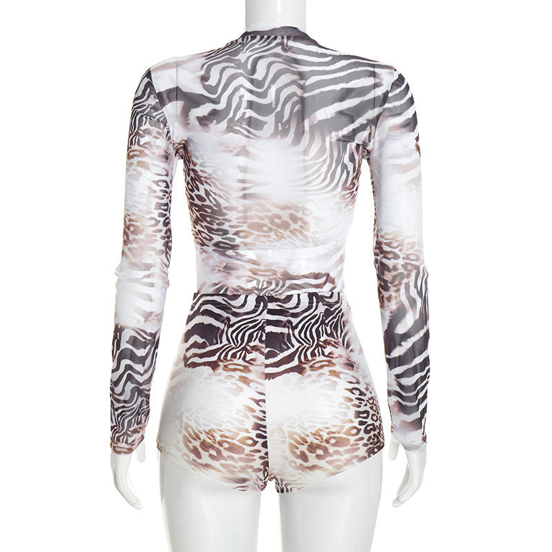 MB10190 Women Zebra‑Leopard Gradient Print 2‑Piece Outfit