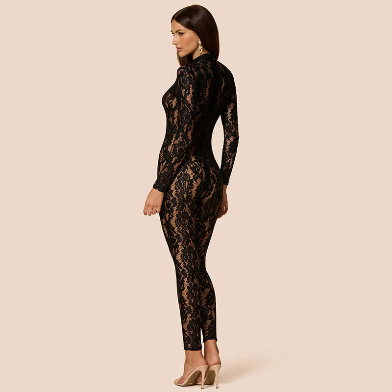 MB1071 Lace Jumpsuit - Long Sleeve Bodysuit for Women