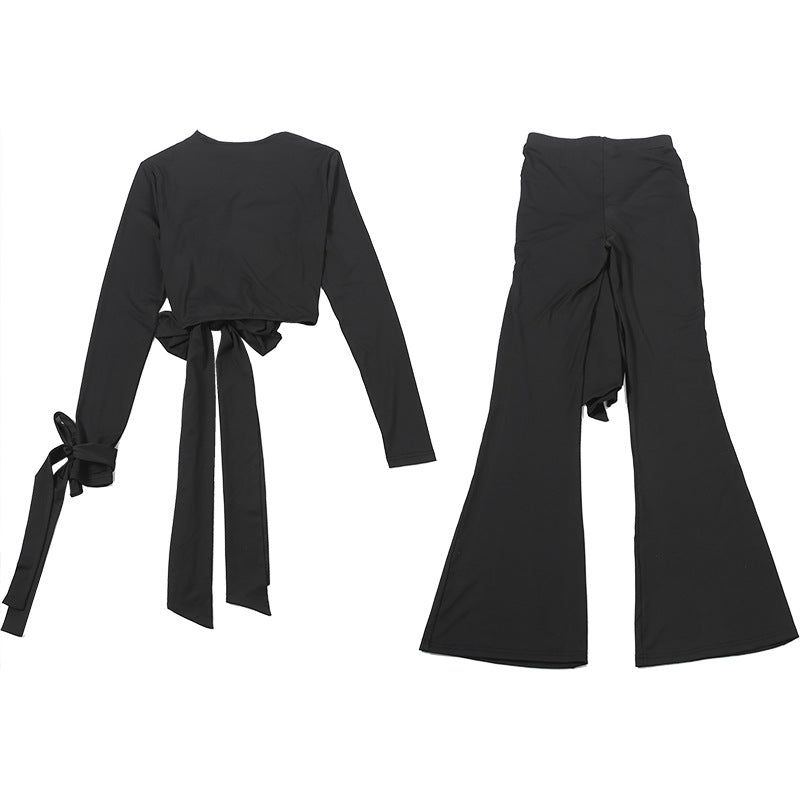 MB1523 Cutout Ruched Tie Front 2 Piece Set for Women