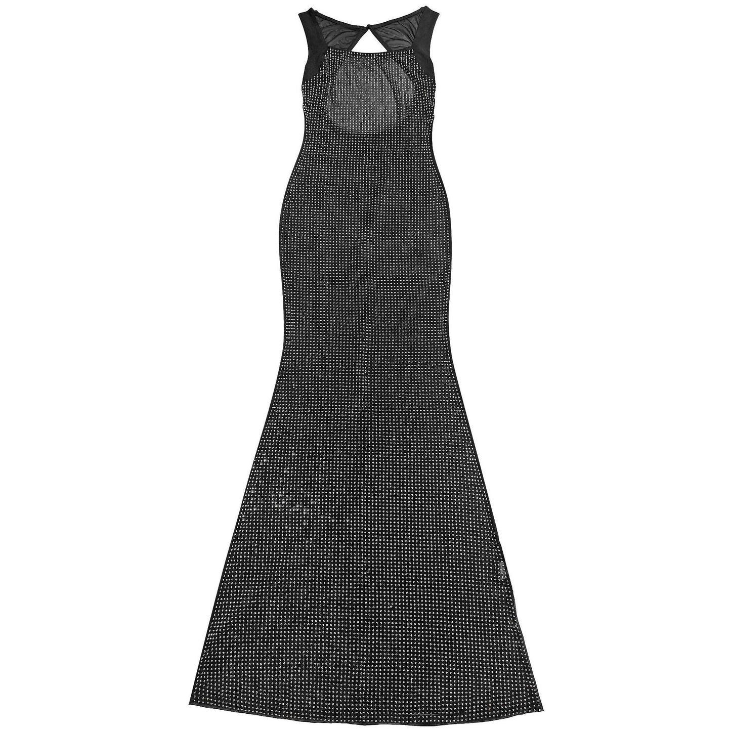 MB1605 Sheer Mesh Rhinestone Bodycon Maxi Dress