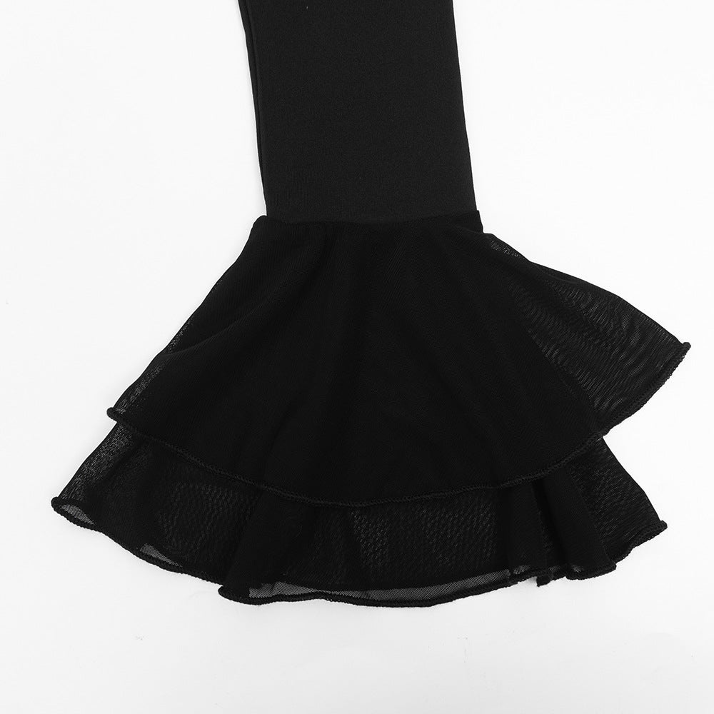 MB1321 Long Sleeve Tie-Front Mini Dress with Bell Cuffs