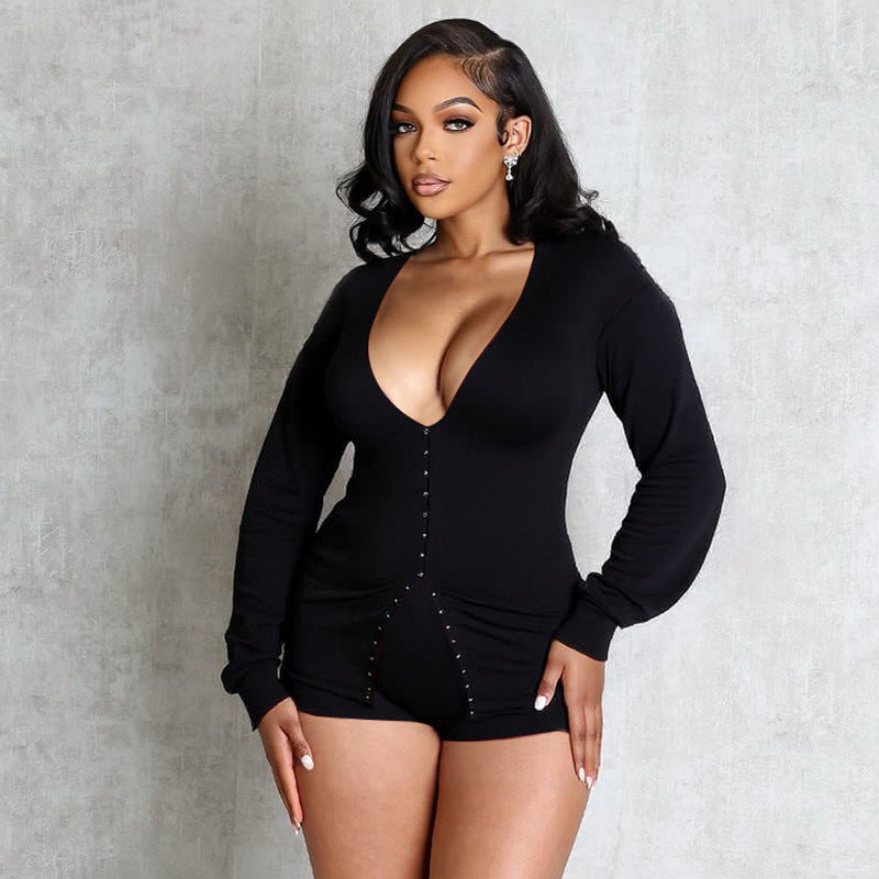 MB1047 Women's V-Neck Bodycon Two-Piece Set