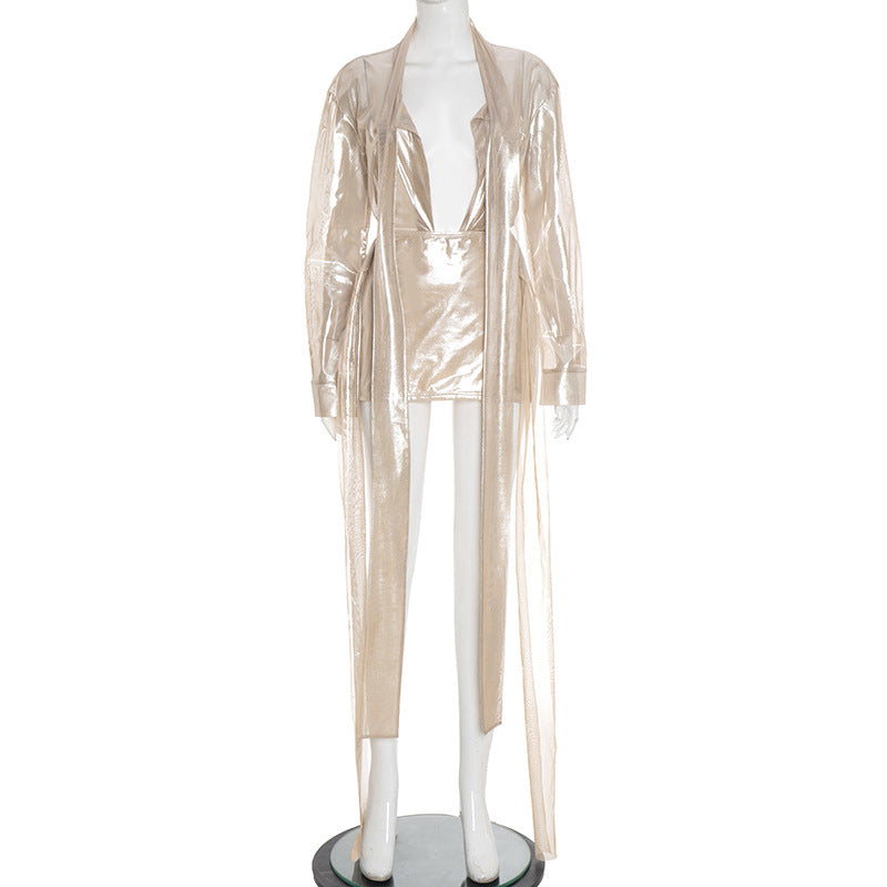 MB1070 Women's Shiny Satin Two-Piece Set