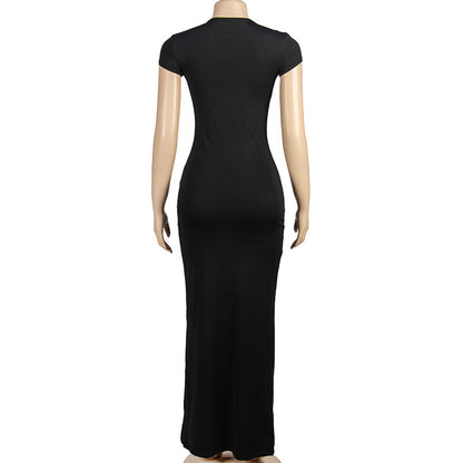 MB1305 Short Sleeve Long Dress