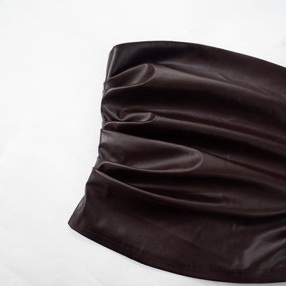MB1005 Leather Strapless Tube Top for Women