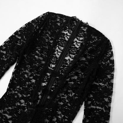 MB1023 Women's Sexy Black Lace Jumpsuit