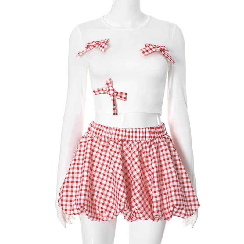 MB1033 Bubble Skirt Set with Crop Top
