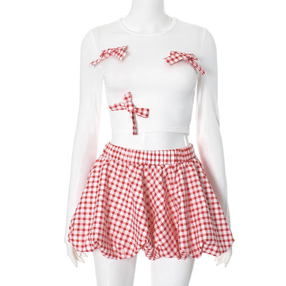 MB1033 Bubble Skirt Set with Crop Top