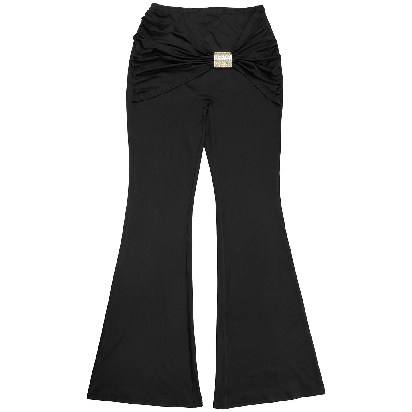 MB1617 Halter Cutout Top & Ruched Flared Pants Two-Piece Set