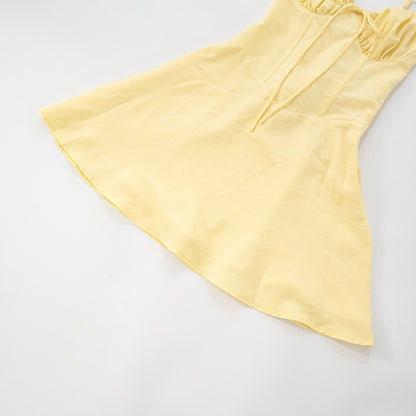 MB1024 Pleated Spaghetti Strap A-Line Mini Dress