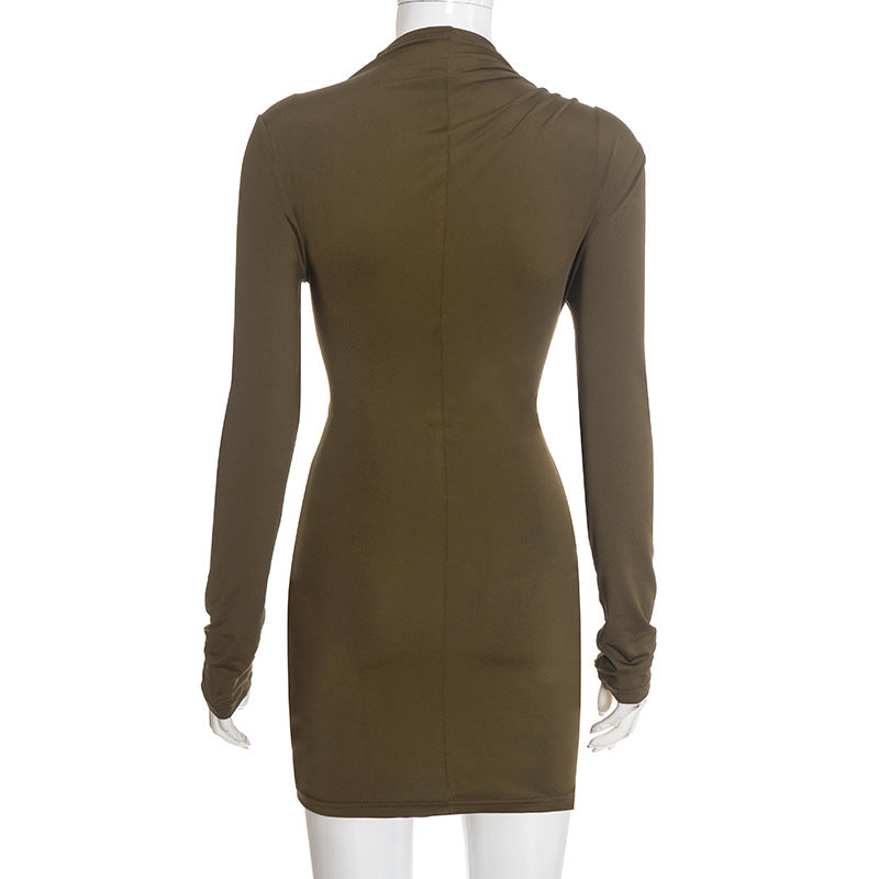 MB1426 Long Sleeve Cutout Mini Dress with Ruched Detail