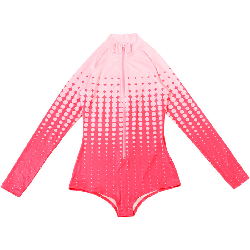 MB1818 Women's Gradient Polka Dot Zip-Up Bodysuit Romper