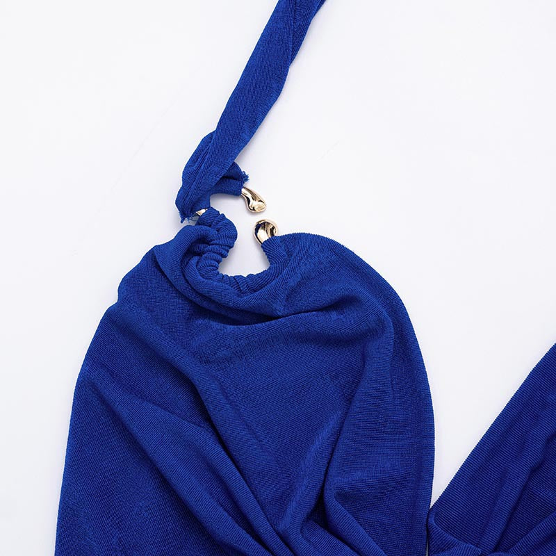 MB1055 Women's Draped Neck Top and Skinny Pants Two-Piece Set