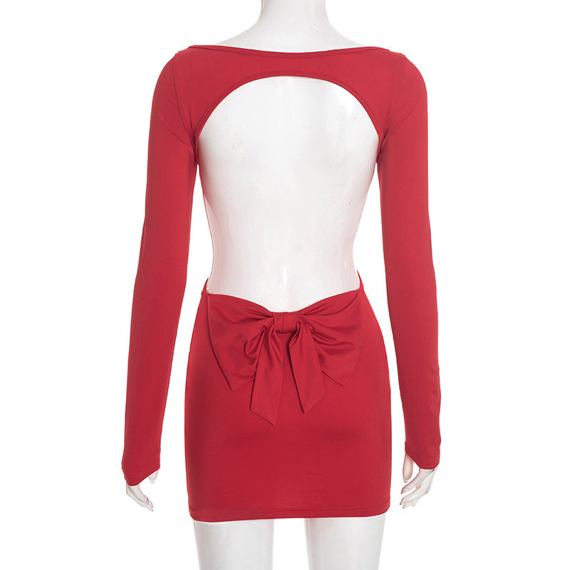 MB1437 Women's Cutout Bodycon Dress with Back Bow