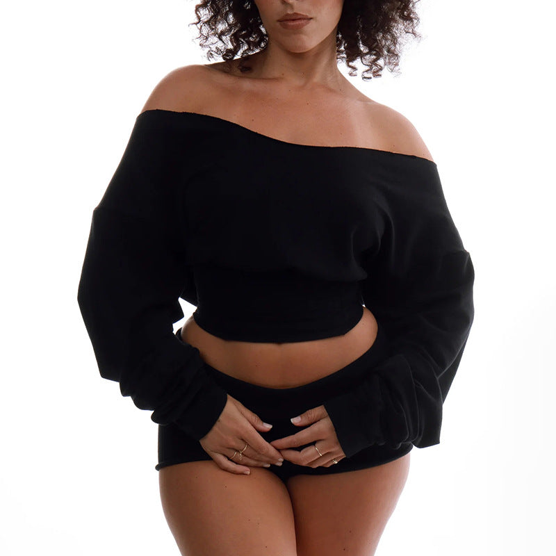 MB1411 Tie-Back Cropped Top & Fold-Over Shorts 2-Piece Set