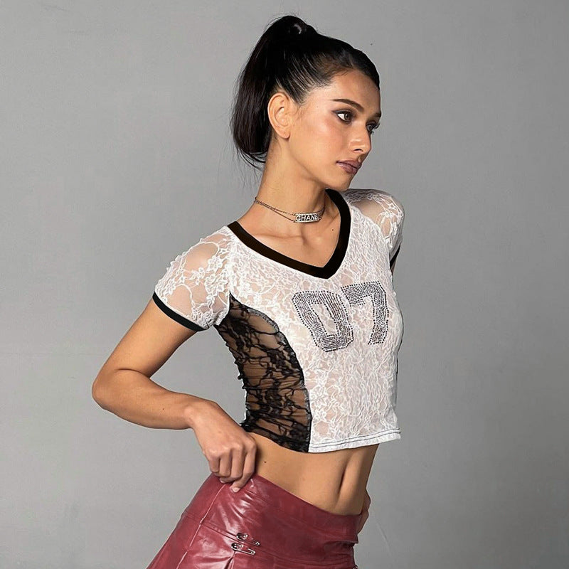 MB1003 Mesh Shirts for Women with Rhinestones