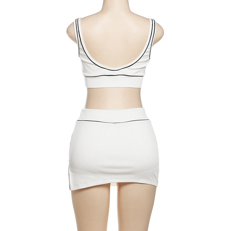 MB1115 Crop Top & Bodycon Mini Skirt Two Piece Set