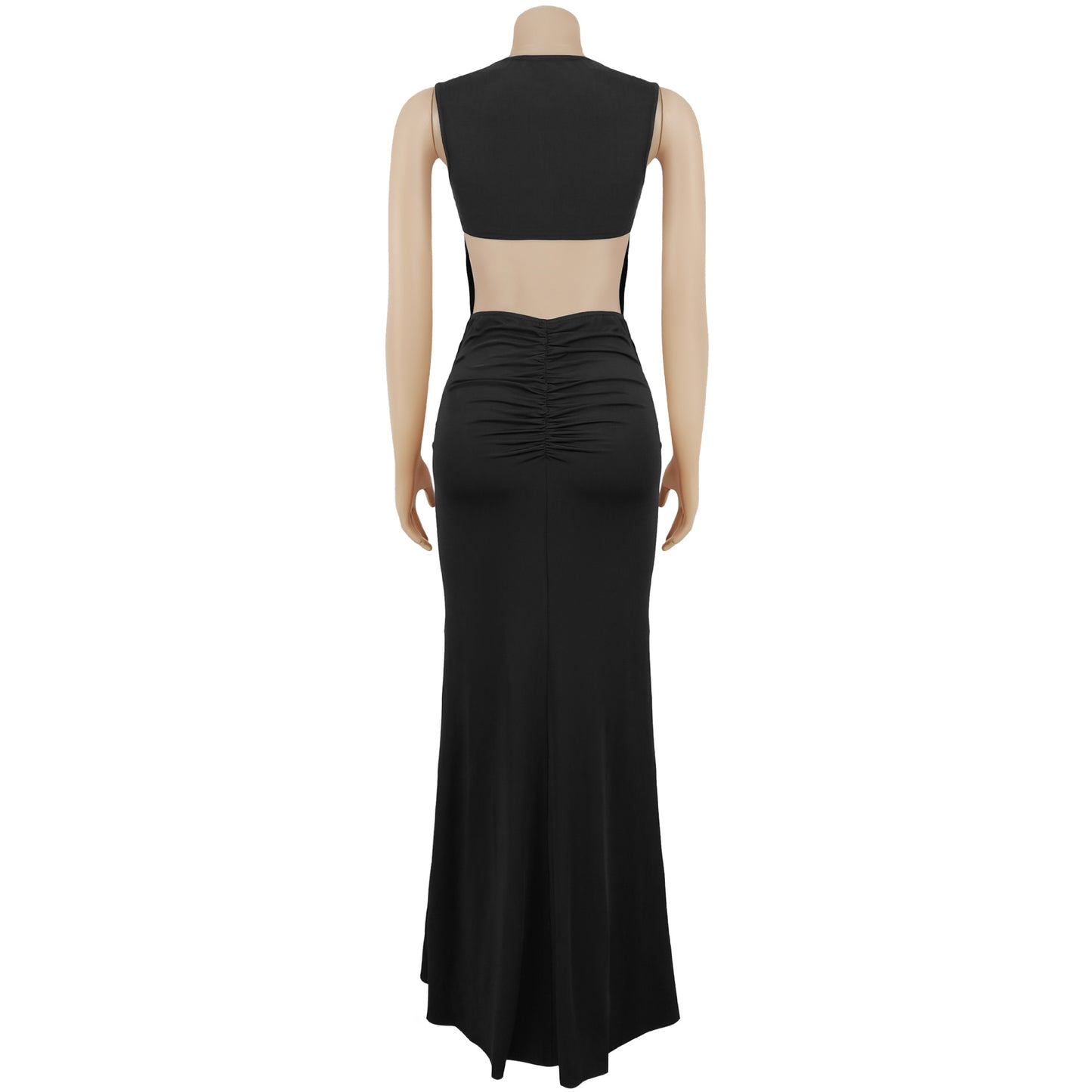 MB1612 Sleeveless Cutout Back Maxi Dress
