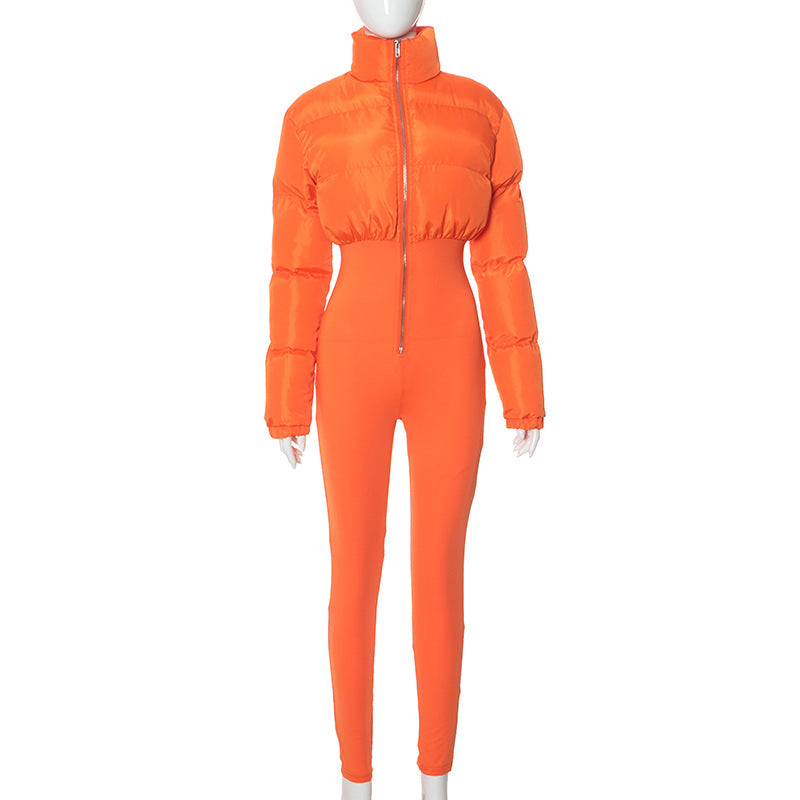 MB1073 Puffer Jumpsuit with Stretchy Leggings for Women