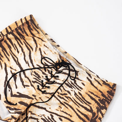 MB1030 Tiger Print High-Waist Shorts