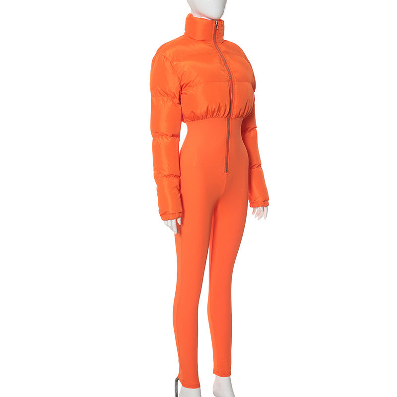 MB1073 Puffer Jumpsuit with Stretchy Leggings for Women