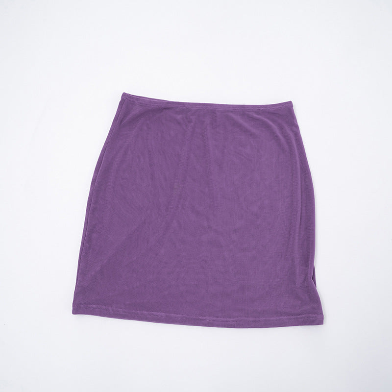 MB1401 Sheer Mesh Collared Crop Top & Mini Skirt 2-Piece Set