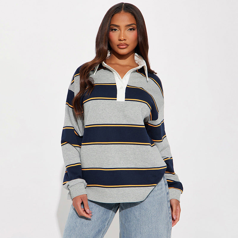 MB10100 Women's Oversized Striped Polo Shirt