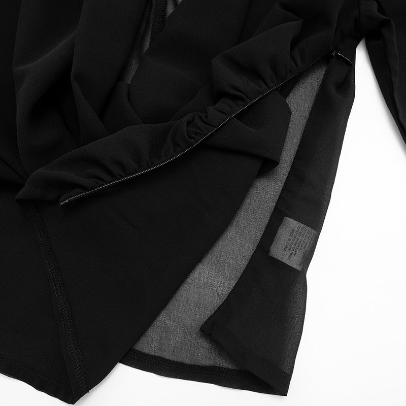 MB10104 Deep V-Neck Chiffon Long Sleeve Blouse for Women