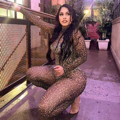 MB1016 Leopard Print Mesh Bodysuit