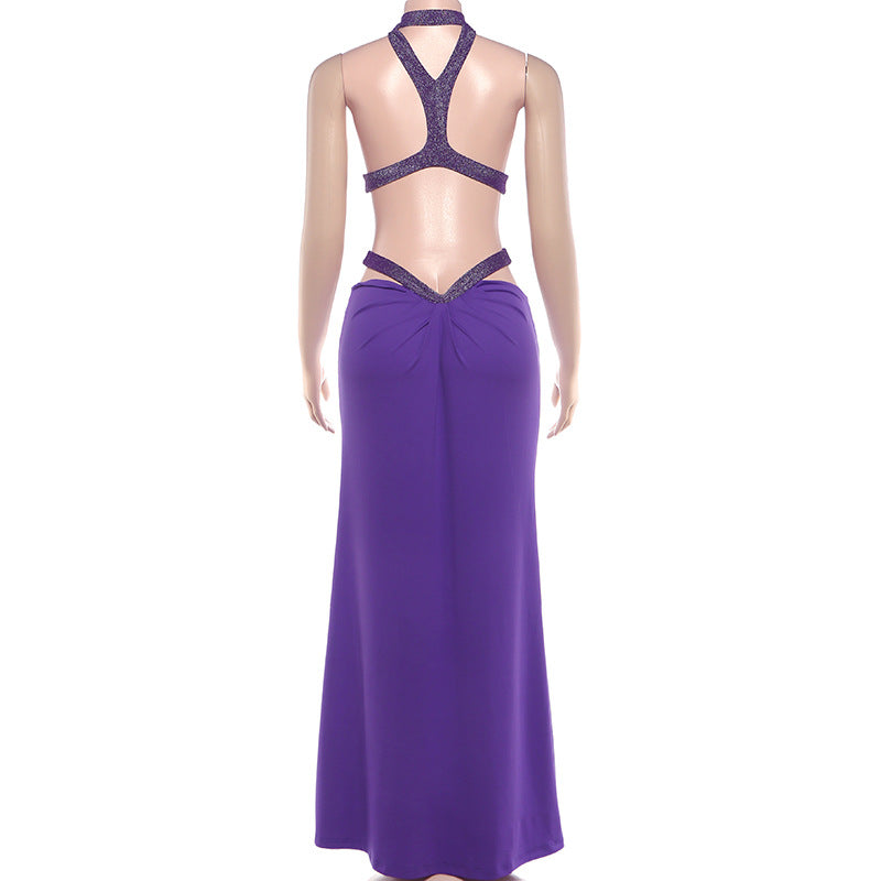 MB1527 Women's Halter Cut Out Maxi Dress