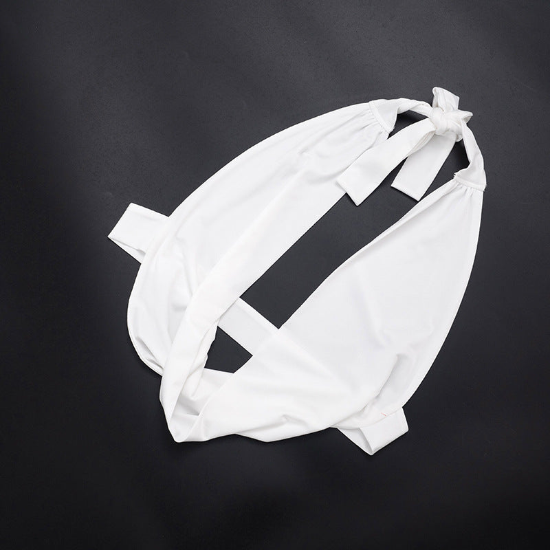 MB10160 Women's Halter Neck Deep V Crop Top with Flared Pants 2 Piece Set