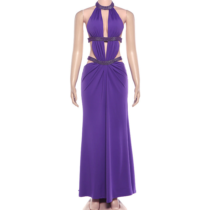 MB1527 Women's Halter Cut Out Maxi Dress