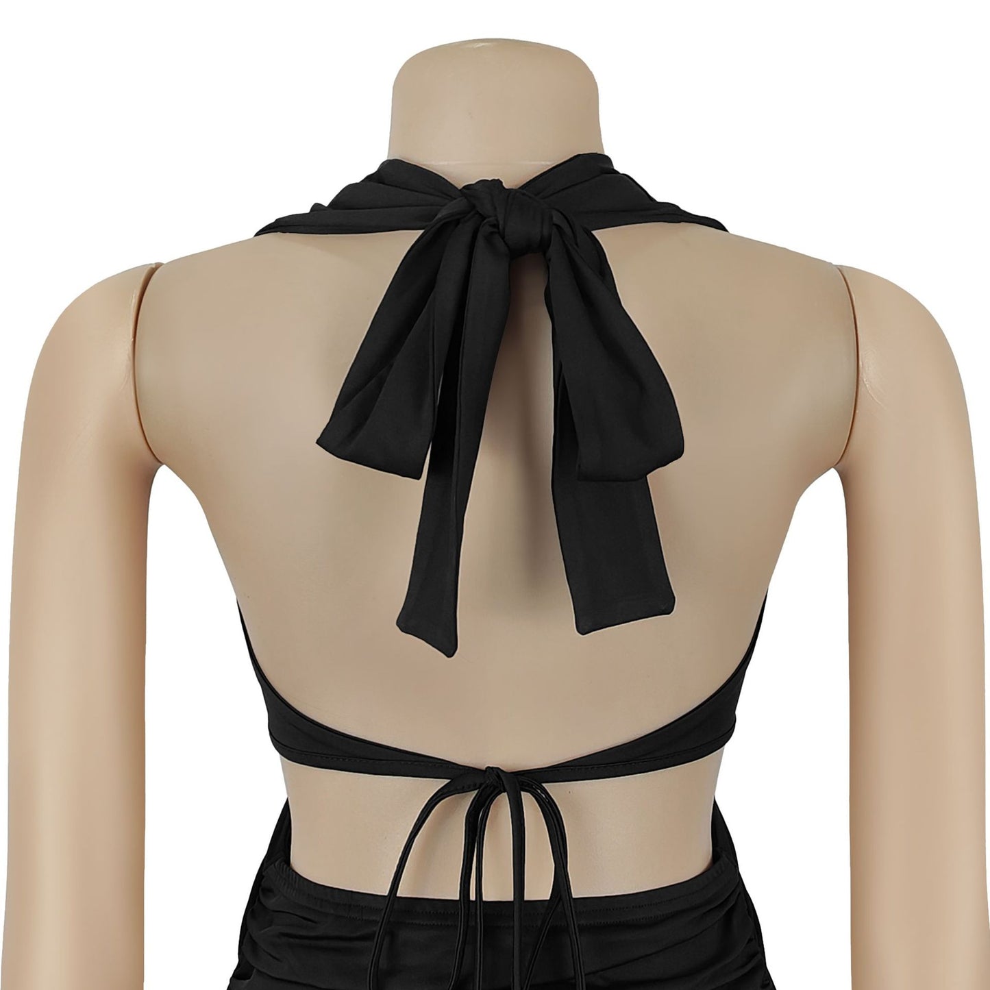 MB1620 Halter Neck Gold Ring Cutout Bodycon Maxi Dress