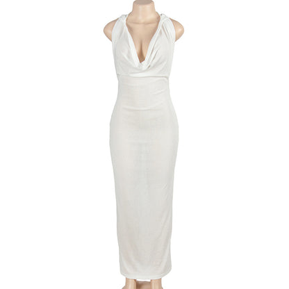 MB1303 Hood Backless Maxi Dress