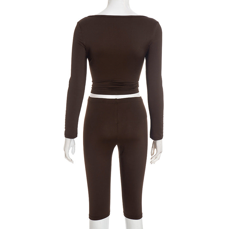 MB1443 Women's Sporty 2-Piece Set: Crop Top & Capri Leggings