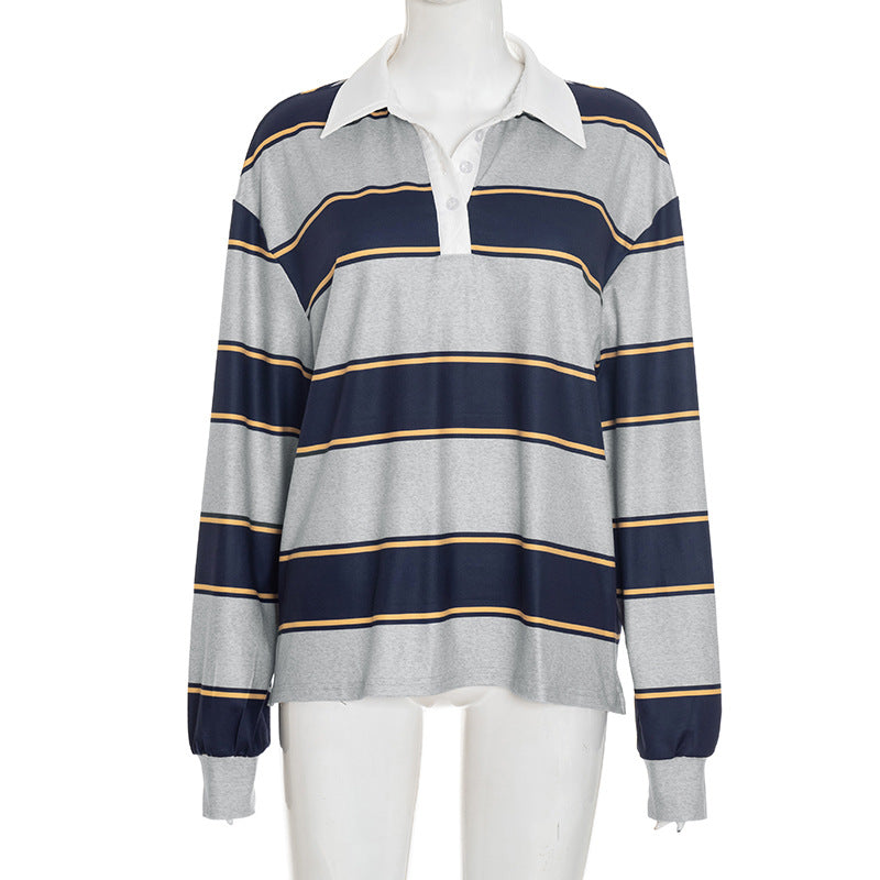 MB10100 Women's Oversized Striped Polo Shirt