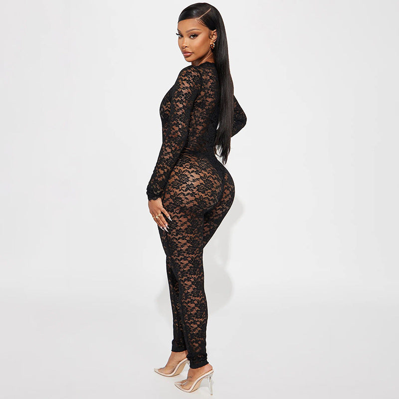 MB1023 Women's Sexy Black Lace Jumpsuit