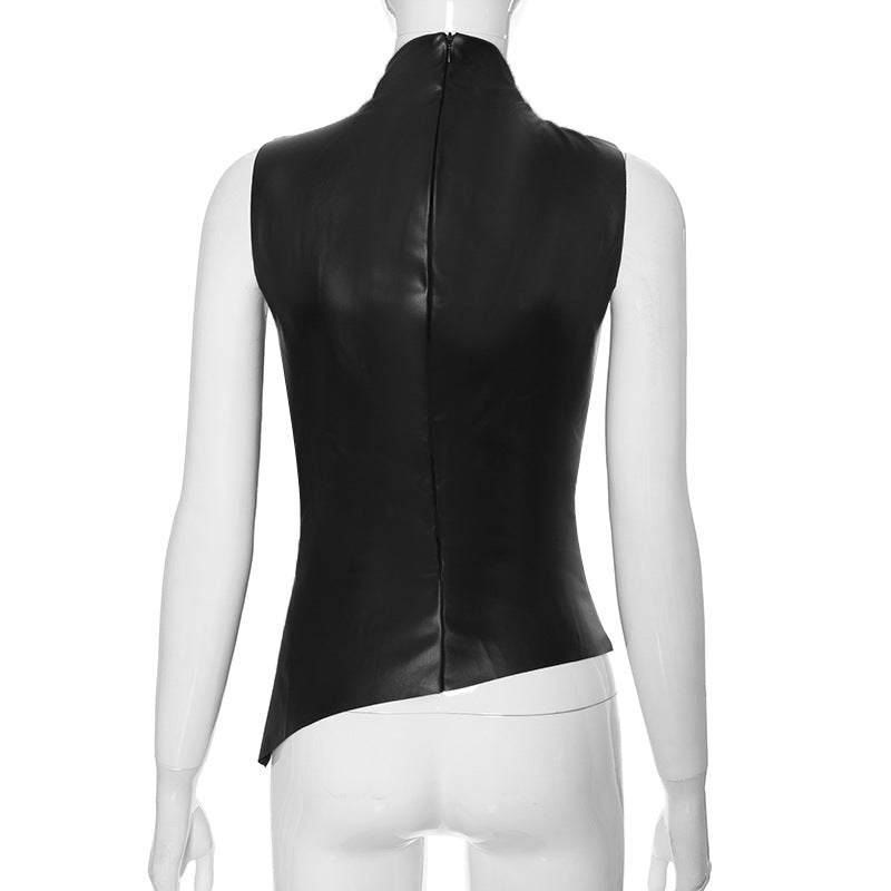 MB1006 PU Leather Sleeveless Top for Women