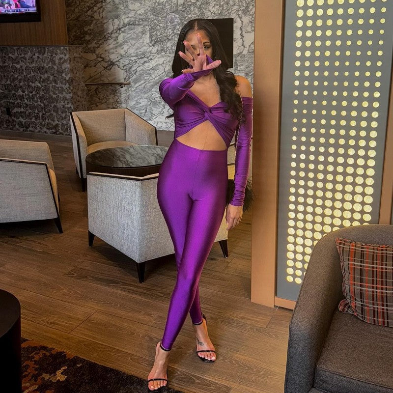 MB1304 V-neck High Waist Jumpsuit