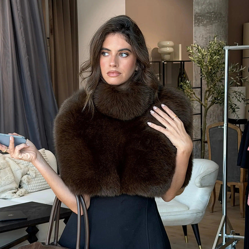 MB10136 Women’s Faux Fur Sleeveless Crop Vest