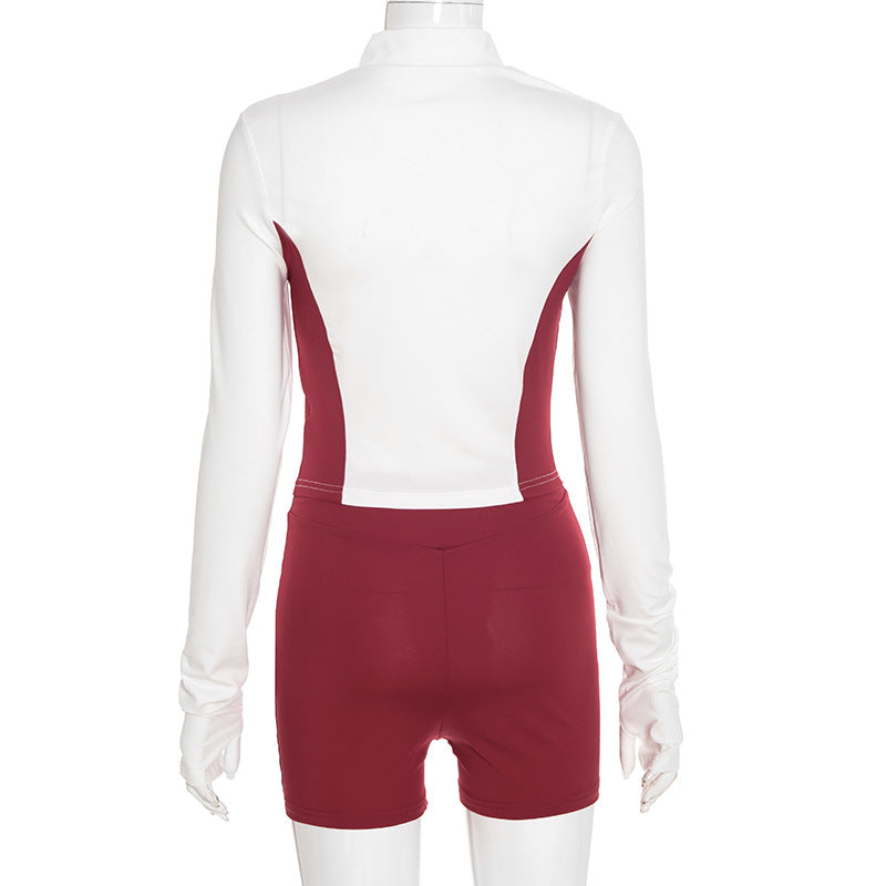 MB1029 Color-Block Two-Piece Set for Women