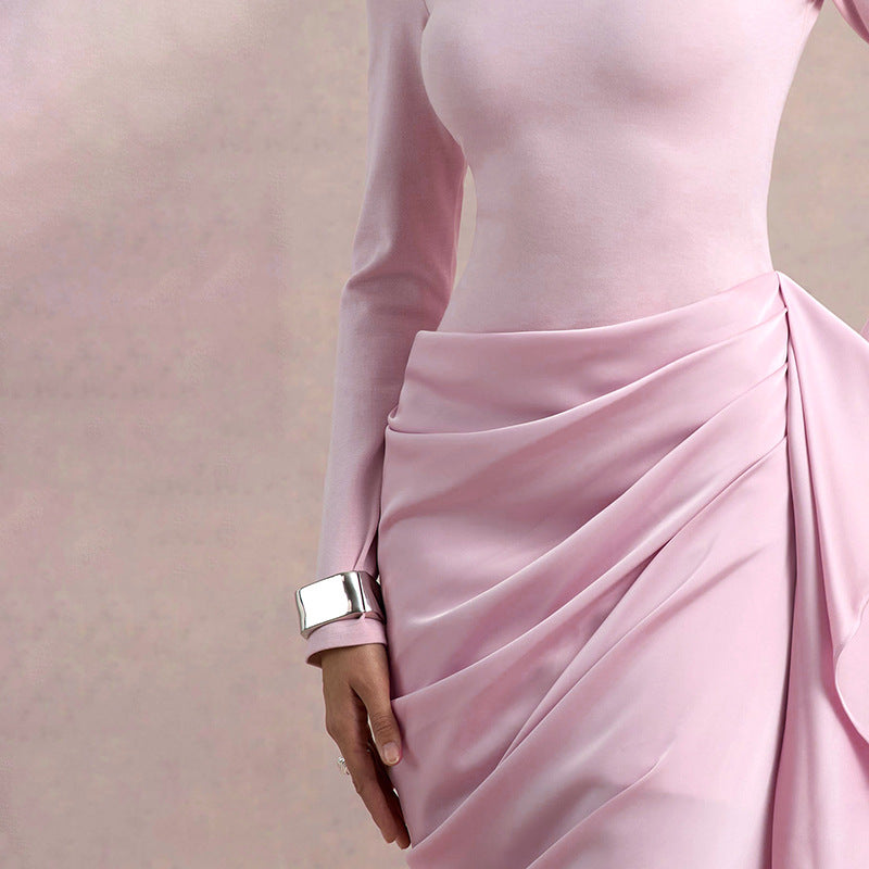 MB1429 Twist-Drape Midi Dress – Formal Occasion Wear for Women