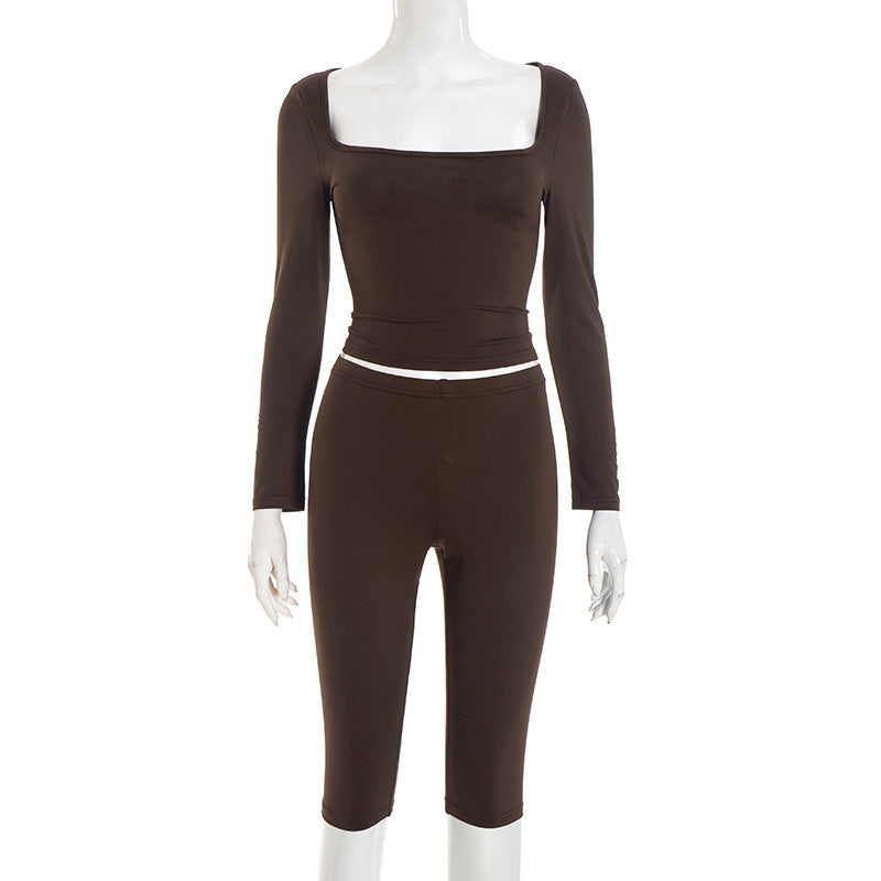 MB1443 Women's Sporty 2-Piece Set: Crop Top & Capri Leggings