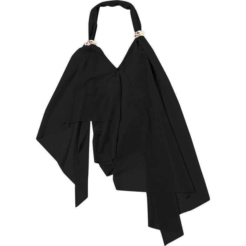 MB1522 Draped Asymmetric Halter Neck Top