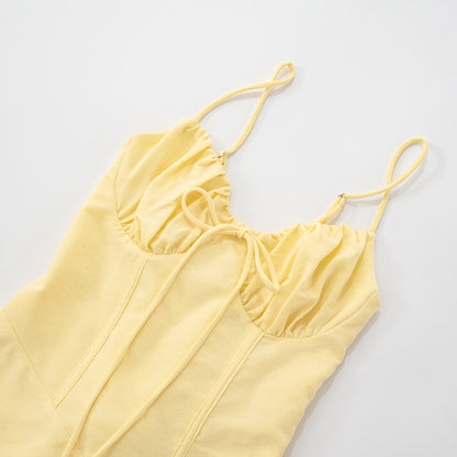 MB1024 Pleated Spaghetti Strap A-Line Mini Dress