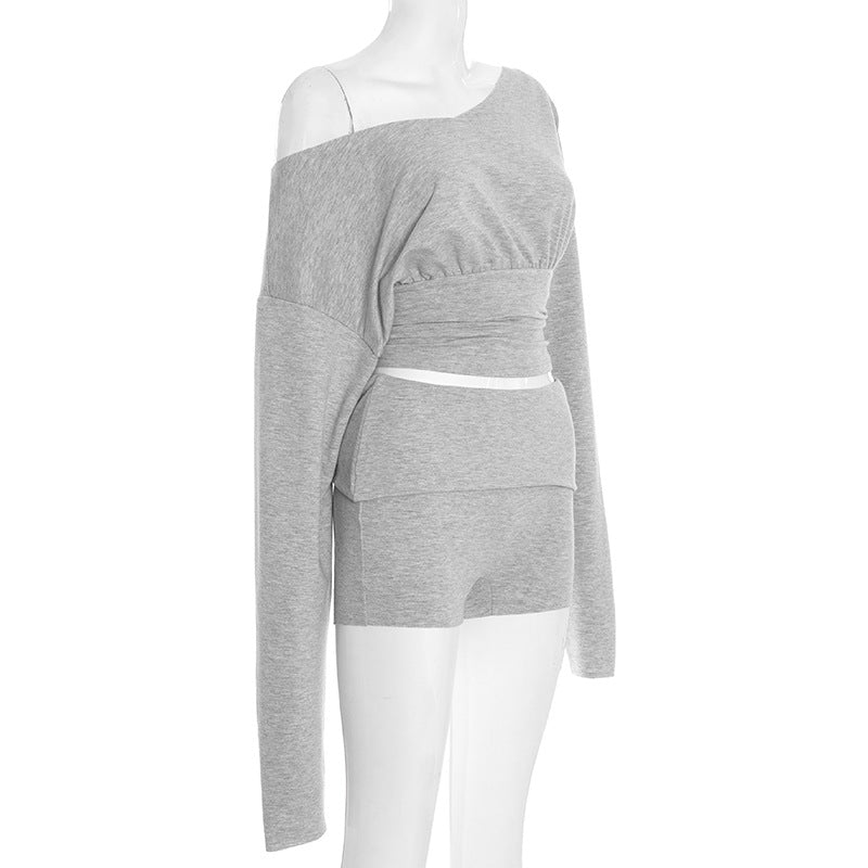 MB1411 Tie-Back Cropped Top & Fold-Over Shorts 2-Piece Set