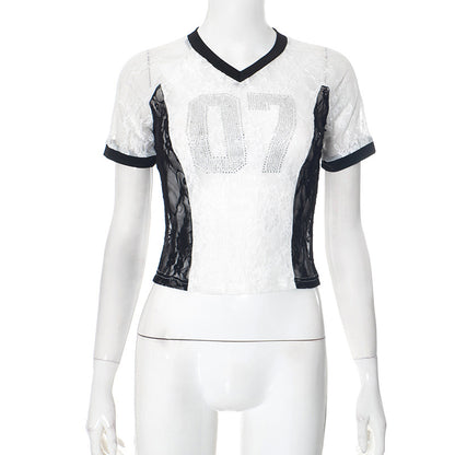 MB1003 Mesh Shirts for Women with Rhinestones