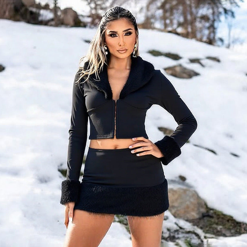 MB10102 Women's Faux Shearling Two-Piece Set